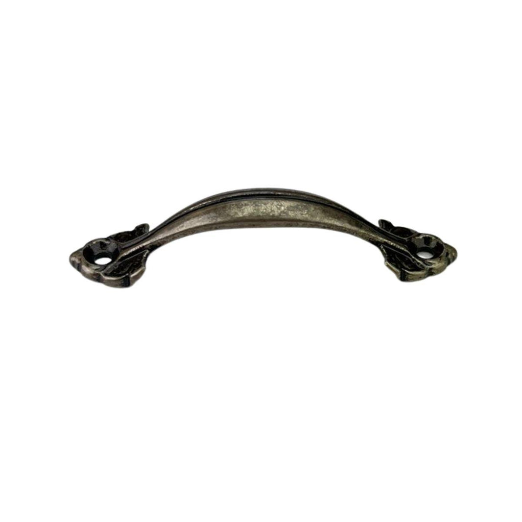 Puxador Alça Folhas M em Metal Prata Velho 5x1cm Kit com 2 Peças - Palácio da Arte