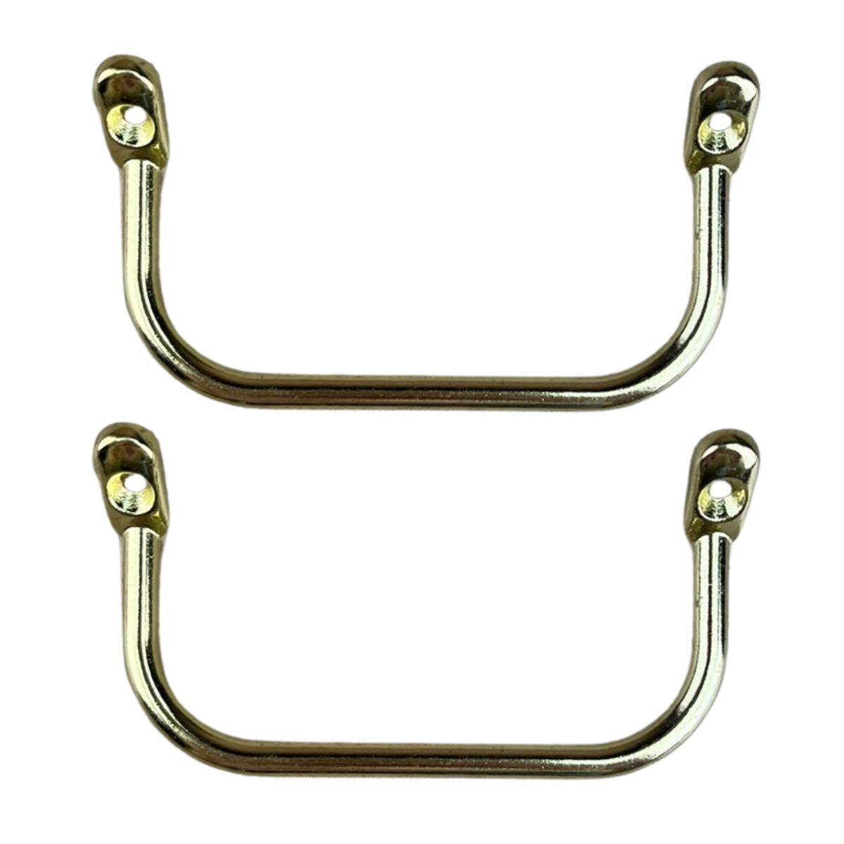 Puxador Alça Inclinadas P em Metal Dourado 7,2x4cm Kit com 2 peças - Palácio da Arte