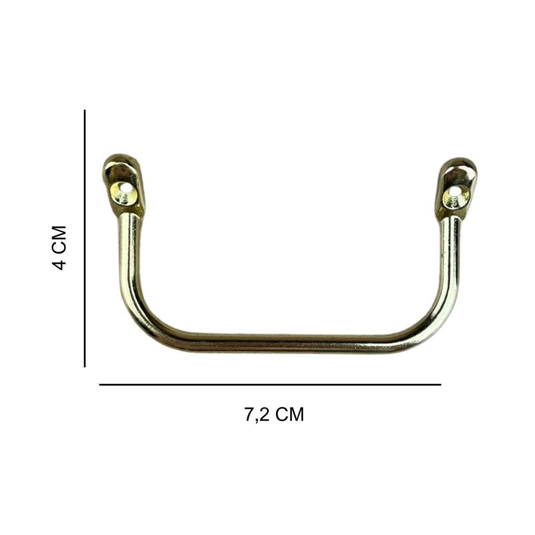 Puxador Alça Inclinadas P em Metal Dourado 7,2x4cm Kit com 2 peças - Palácio da Arte