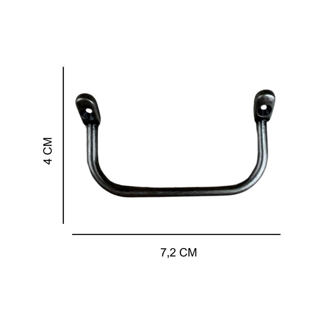 Puxador Alça Inclinadas P em Metal Prata Velha 7,2x4cm Kit com 2 peças - Palácio da Arte