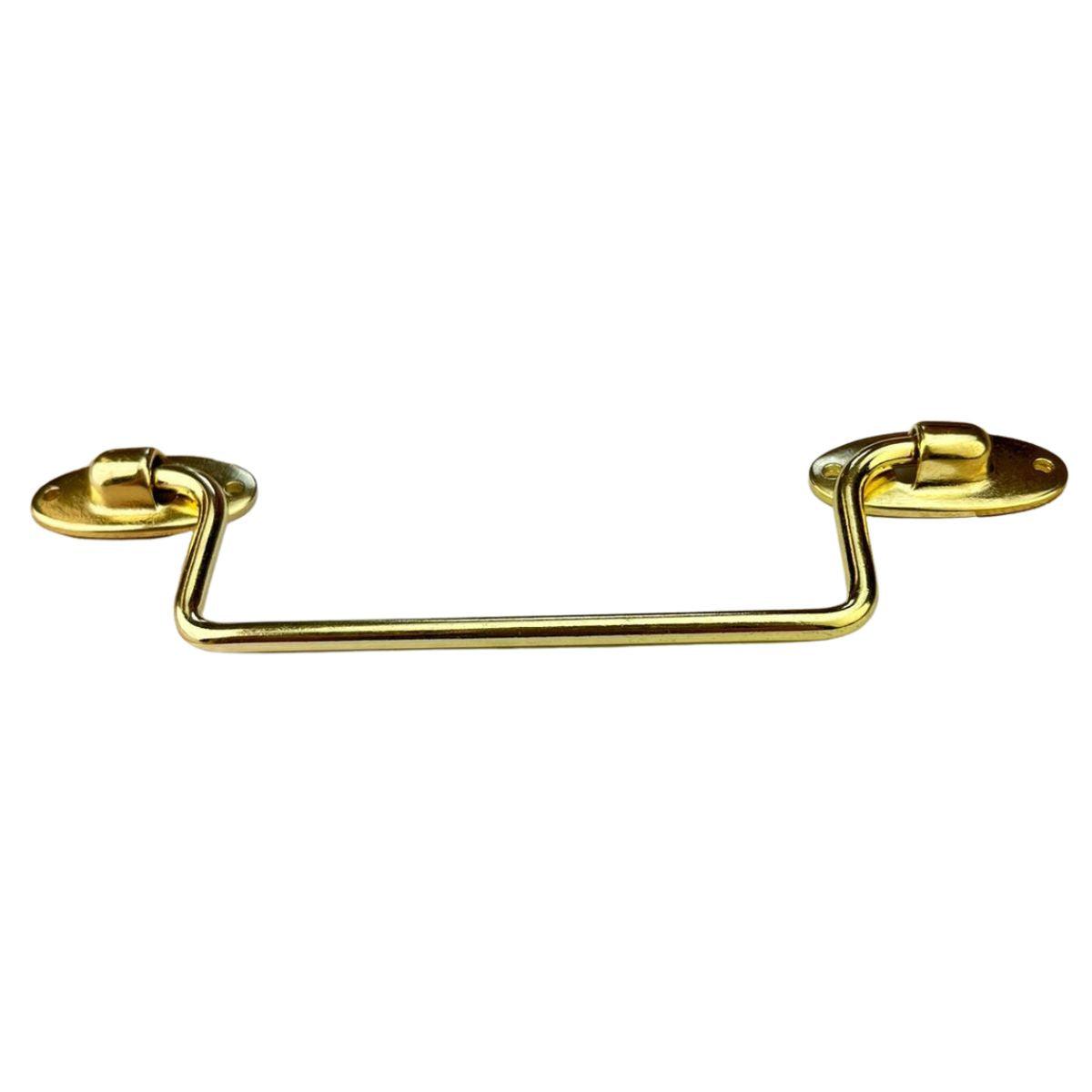 Puxador Alça Tradicional P em Metal Dourado 14,7x3,5cm Kit com 2 peças - Palácio da Arte