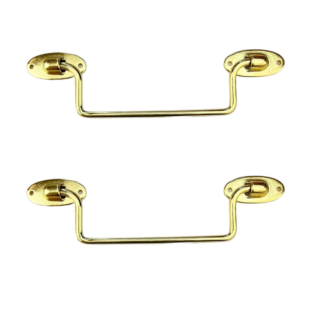 Puxador Alça Tradicional P em Metal Dourado 14,7x3,5cm Kit com 2 peças - Palácio da Arte