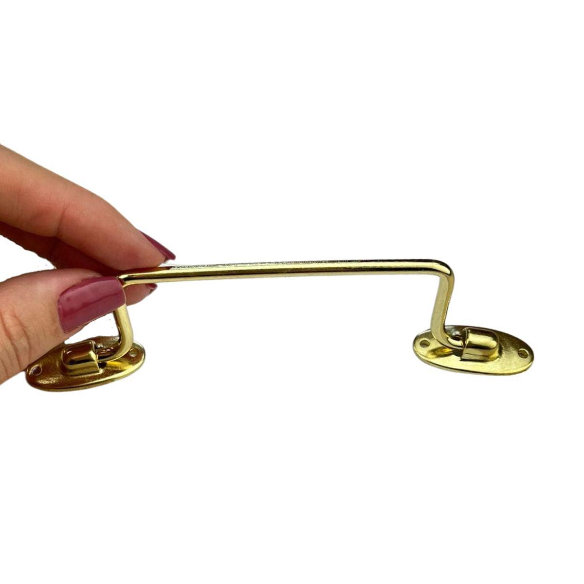 Puxador Alça Tradicional P em Metal Dourado 14,7x3,5cm Kit com 2 peças - Palácio da Arte