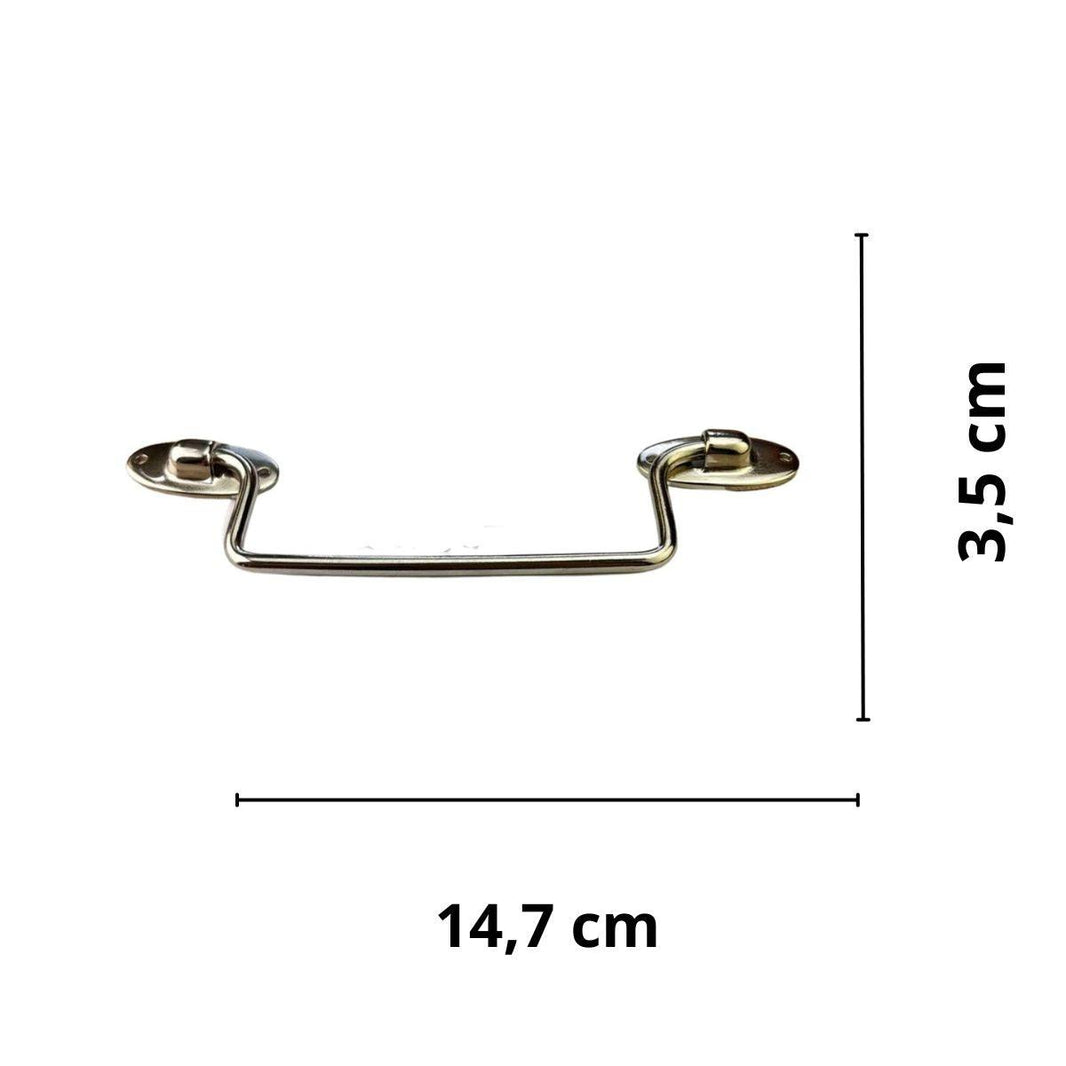 Puxador Alça Tradicional P em Metal Niquel 14,7x3,5cm Kit com 2 peças - Palácio da Arte
