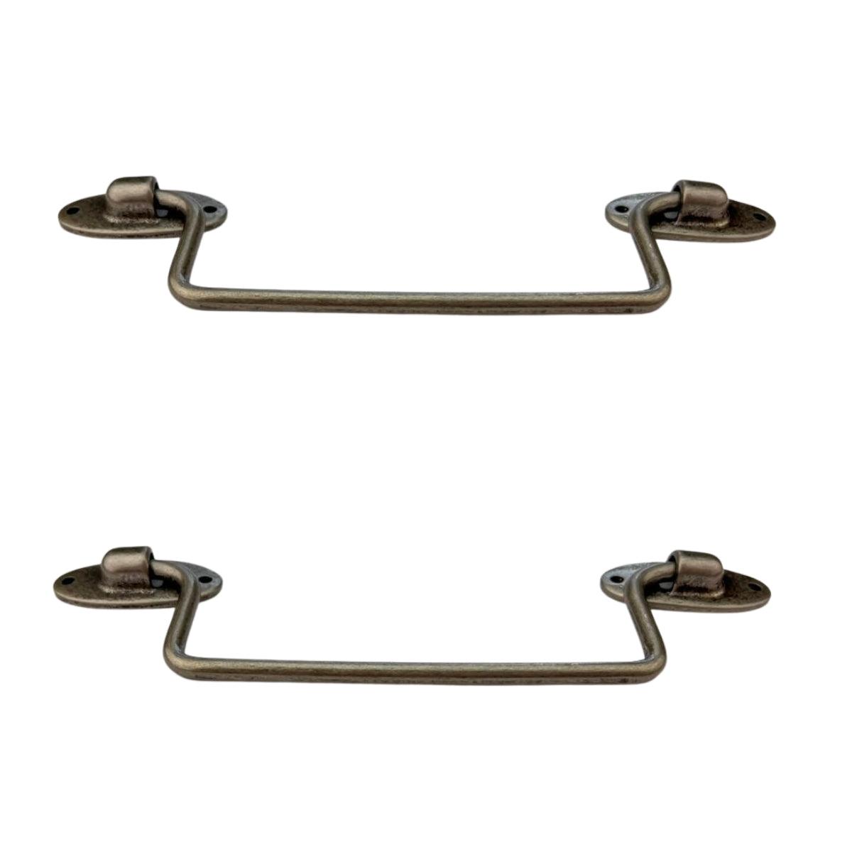 Puxador Alça Tradicional P em Metal Prata Velha 14,7x3,5cm Kit com 2 peças - Palácio da Arte