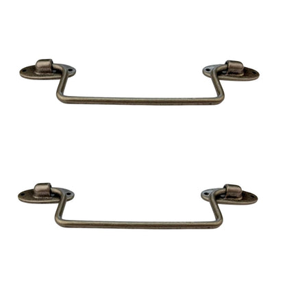 Puxador Alça Tradicional P em Metal Prata Velha 14,7x3,5cm Kit com 2 peças - Palácio da Arte