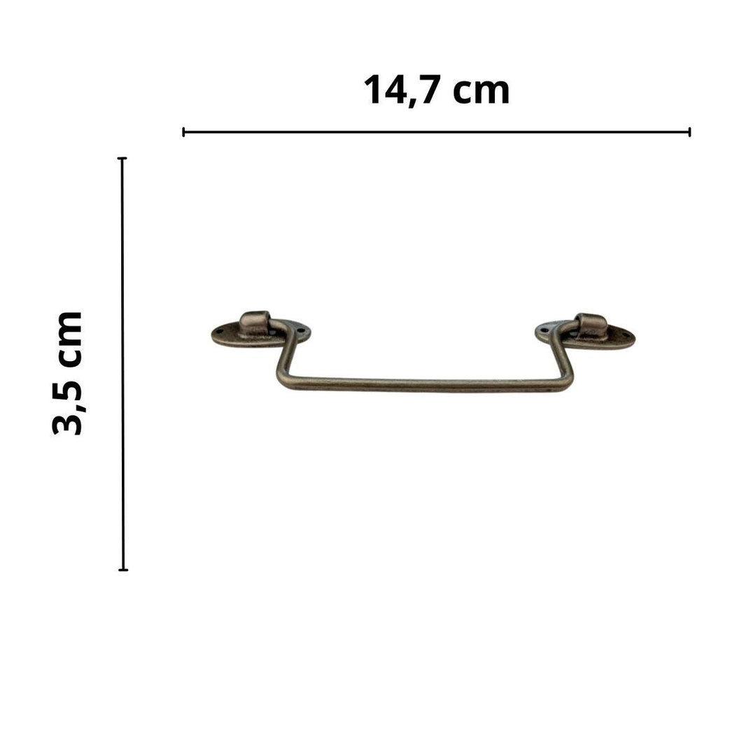 Puxador Alça Tradicional P em Metal Prata Velha 14,7x3,5cm Kit com 2 peças - Palácio da Arte