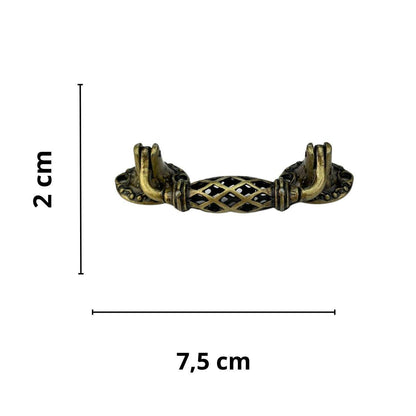 Puxador Alça Trançado em Metal Ouro Velho 7,5x2cm Kit com 2 peças - Palácio da Arte
