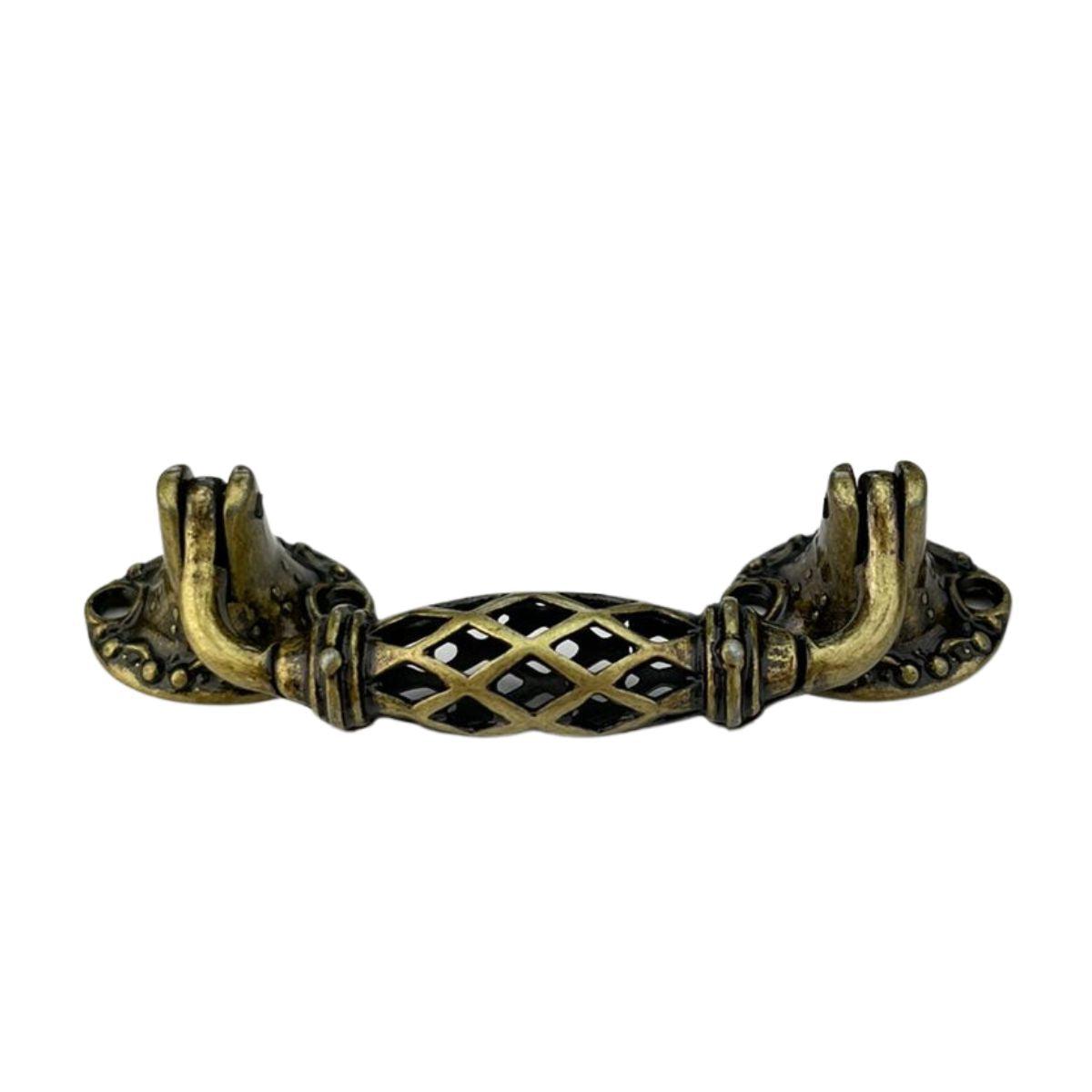 Puxador Alça Trançado em Metal Ouro Velho 7,5x2cm Kit com 2 peças - Palácio da Arte