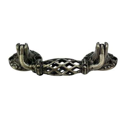 Puxador Alça Trançado em Metal Prata Velho 7,5x2cm Kit com 2 peças - Palácio da Arte