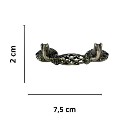 Puxador Alça Trançado em Metal Prata Velho 7,5x2cm Kit com 2 peças - Palácio da Arte