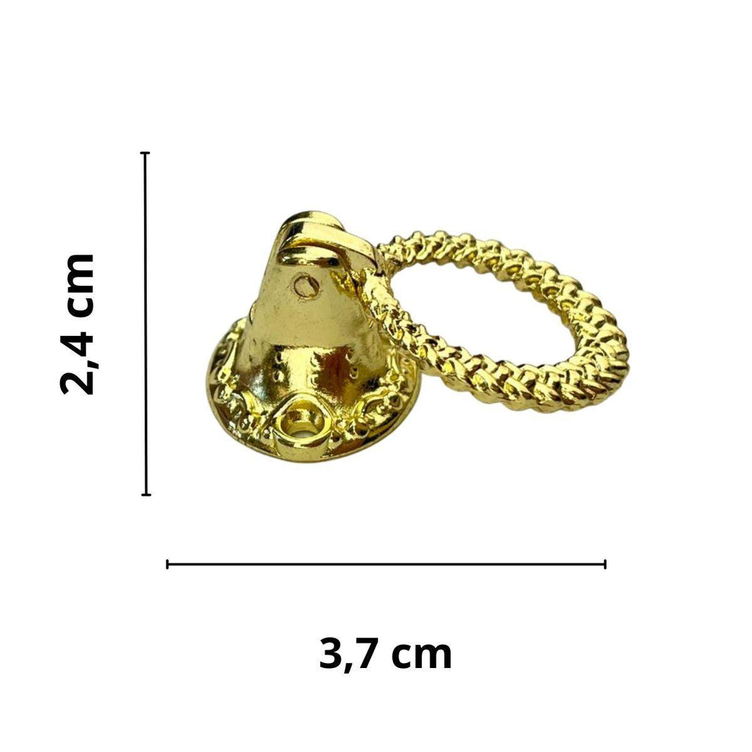 Puxador Argola Redondo Brinco Metal Dourado 2,4x3,7cm Kit com 2 peças - Palácio da Arte