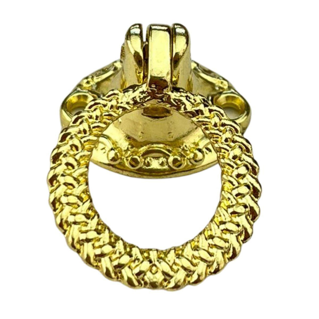 Puxador Argola Redondo Brinco Metal Dourado 2,4x3,7cm Kit com 2 peças - Palácio da Arte