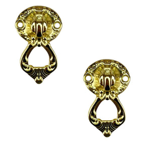 Puxador Argola Redondo Colonial Metal Dourado 2,4x3,7cm Kit com 2 peças - Palácio da Arte