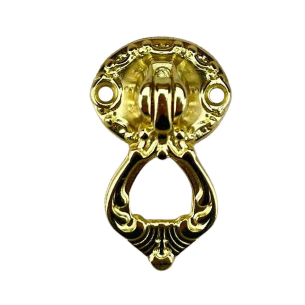 Puxador Argola Redondo Colonial Metal Dourado 2,4x3,7cm Kit com 2 peças - Palácio da Arte