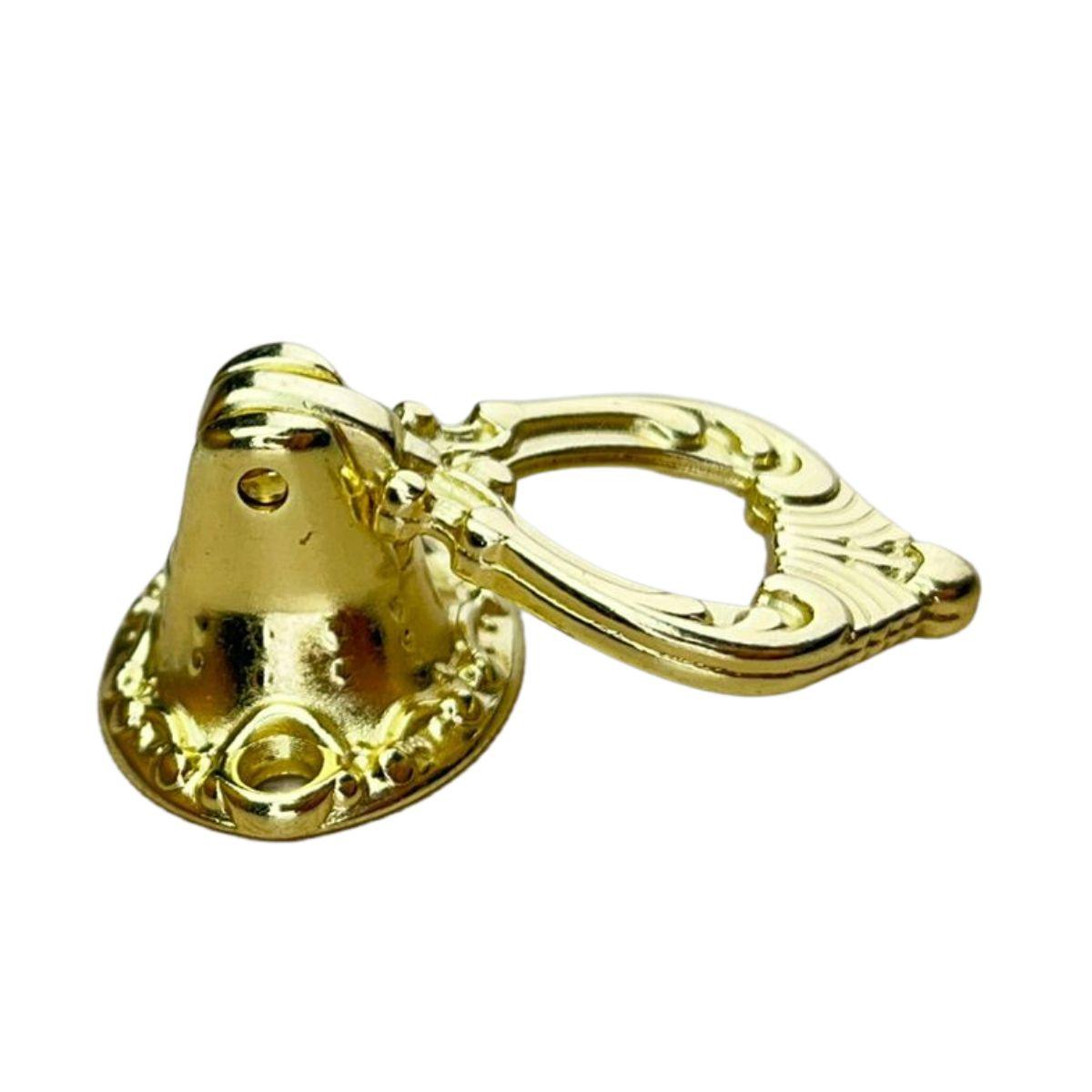 Puxador Argola Redondo Colonial Metal Dourado 2,4x3,7cm Kit com 2 peças - Palácio da Arte
