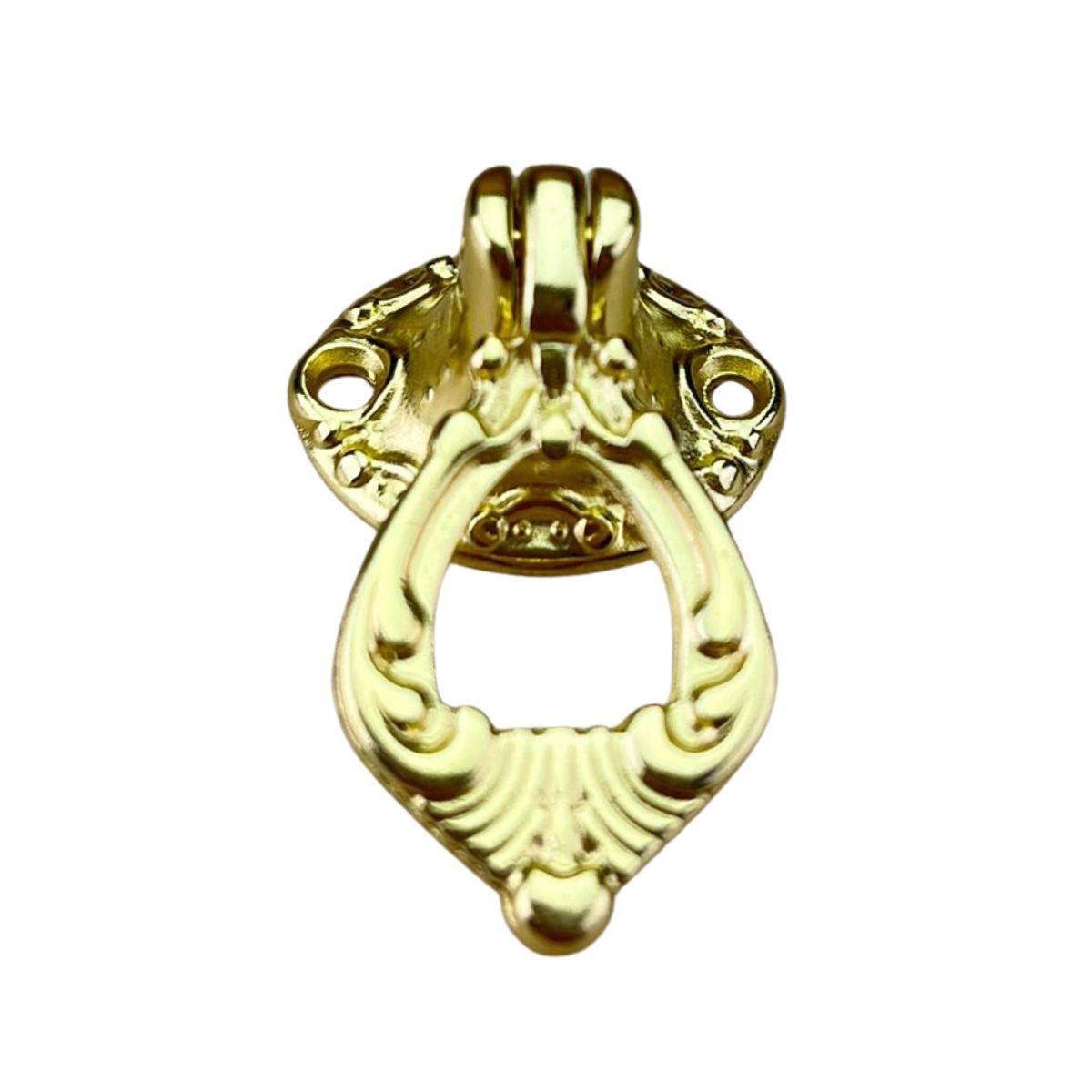 Puxador Argola Redondo Colonial Metal Dourado 2,4x3,7cm Kit com 2 peças - Palácio da Arte