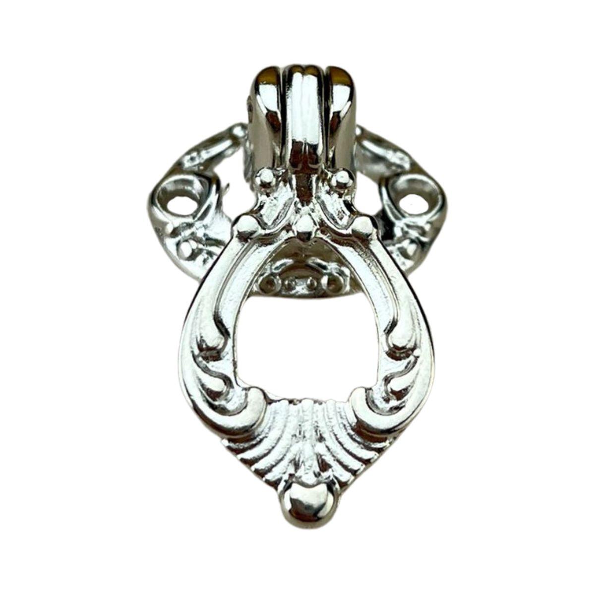 Puxador Argola Redondo Colonial Metal Niquel 2,4x3,7cm Kit com 2 peças - Palácio da Arte