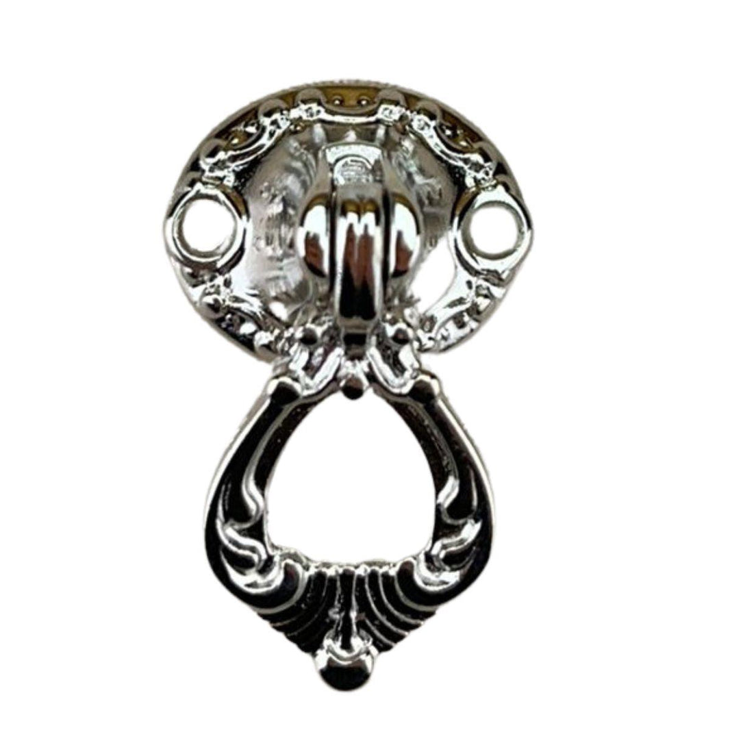 Puxador Argola Redondo Colonial Metal Niquel 2,4x3,7cm Kit com 2 peças - Palácio da Arte