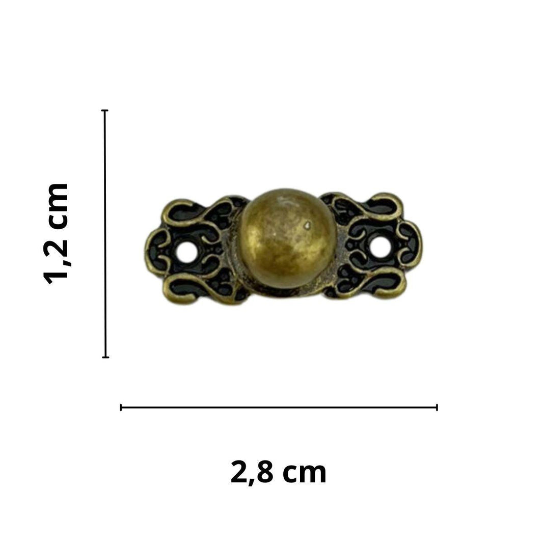 Puxador Bolinha / Pezinho Bolinha em Metal Ouro Velho 2,8x1,2cm Kit com 2 peças - Palácio da Arte