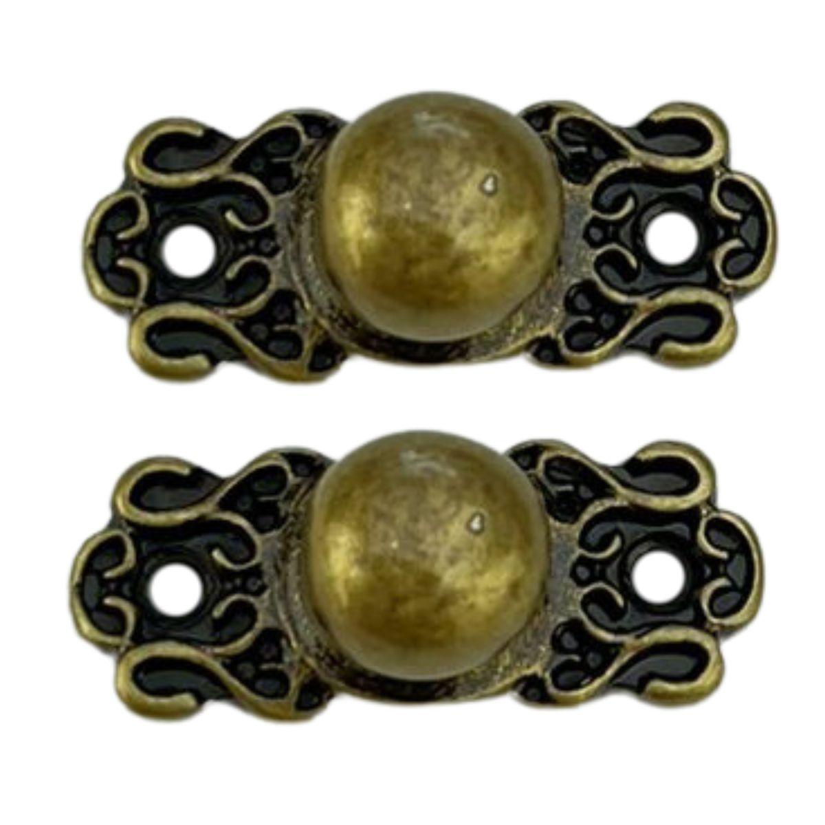 Puxador Bolinha / Pezinho Bolinha em Metal Ouro Velho 2,8x1,2cm Kit com 2 peças - Palácio da Arte