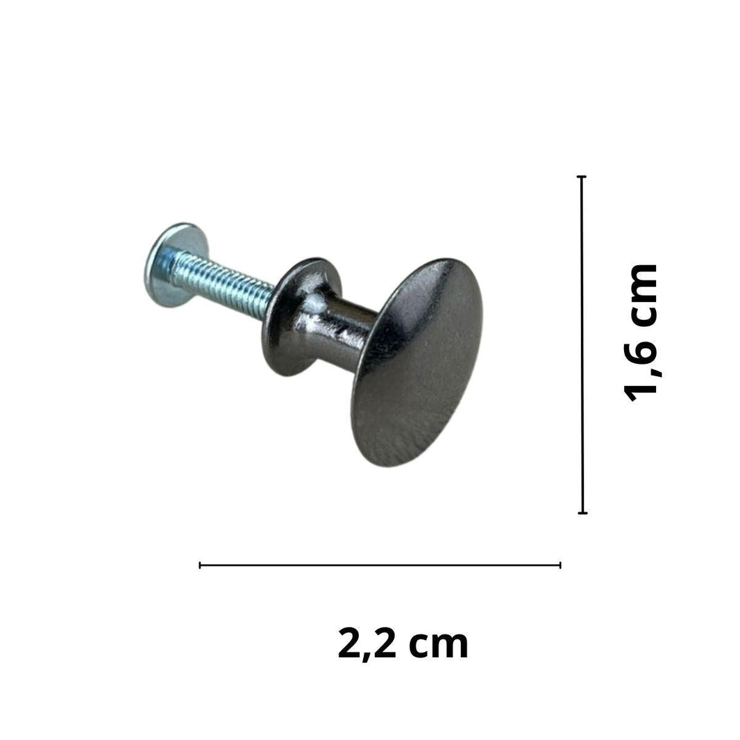 Puxador Botão Metal Grafite 2,2x1,6cm Kit com 2 peças - Palácio da Arte