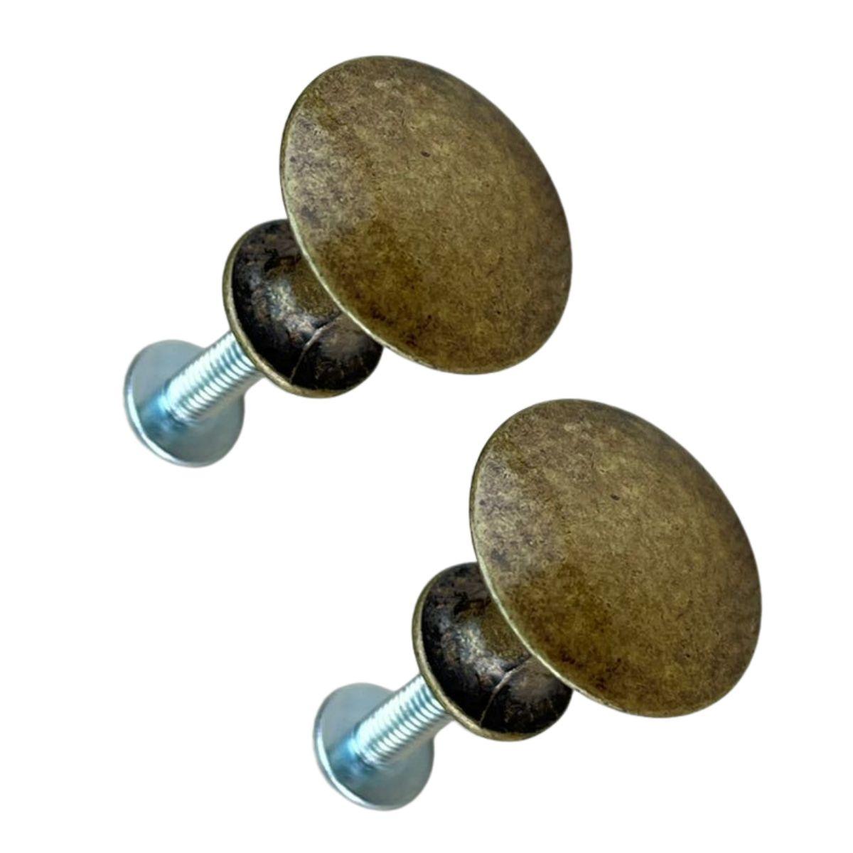 Puxador Botão Metal Ouro Velho 2,2x1,6cm Kit com 2 peças - Palácio da Arte