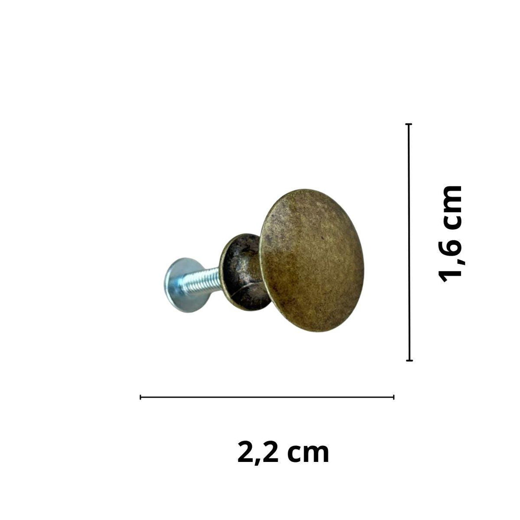 Puxador Botão Metal Ouro Velho 2,2x1,6cm Kit com 2 peças - Palácio da Arte