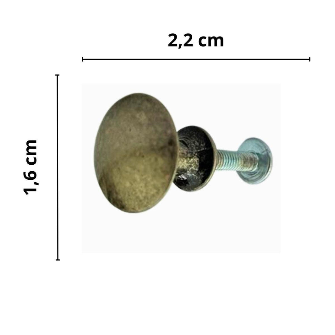 Puxador Botão Metal Prata Velha 2,2x1,6cm Kit com 2 peças - Palácio da Arte