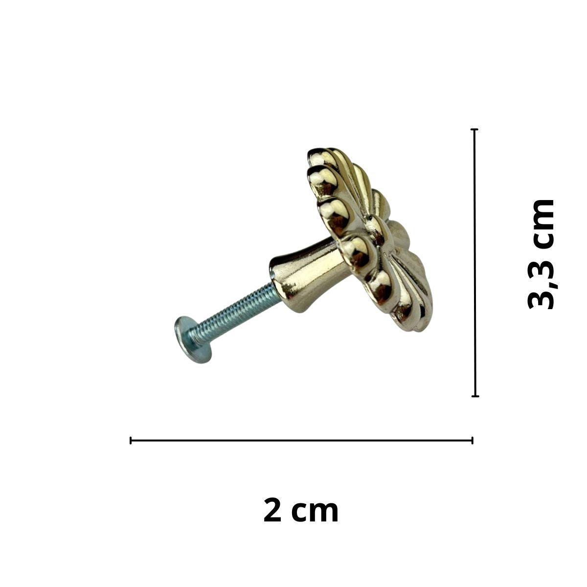 Puxador Pétalas com Parafuso em Metal Niquel 3,3x2cm Kit com 2 peças - Palácio da Arte