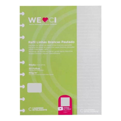 Refil Pautado Caderno Inteligente A5 Linhas Brancas 30 Folhas 120g - Palácio da Arte