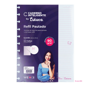 Refil Pautado Caderno Inteligente Grande Pandalu Glow by Luluca 50 Folhas 90g - Palácio da Arte