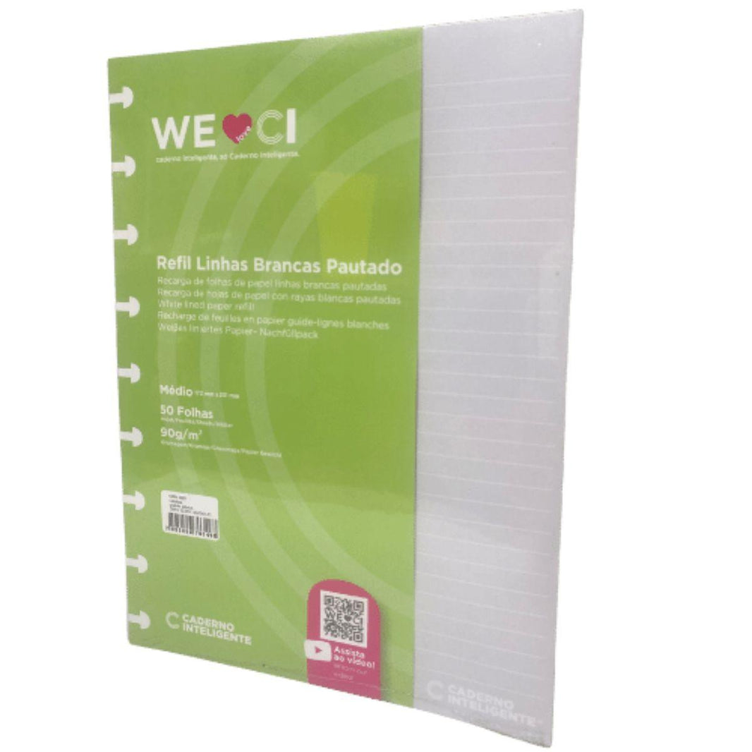 Refil Pautado Caderno Inteligente Médio Linhas Brancas 50 Folhas 90g - Palácio da Arte