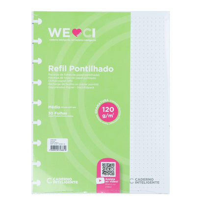 Refil Pontilhado Caderno Inteligente Médio Linhas Cinzas 30 Folhas 120g - Palácio da Arte