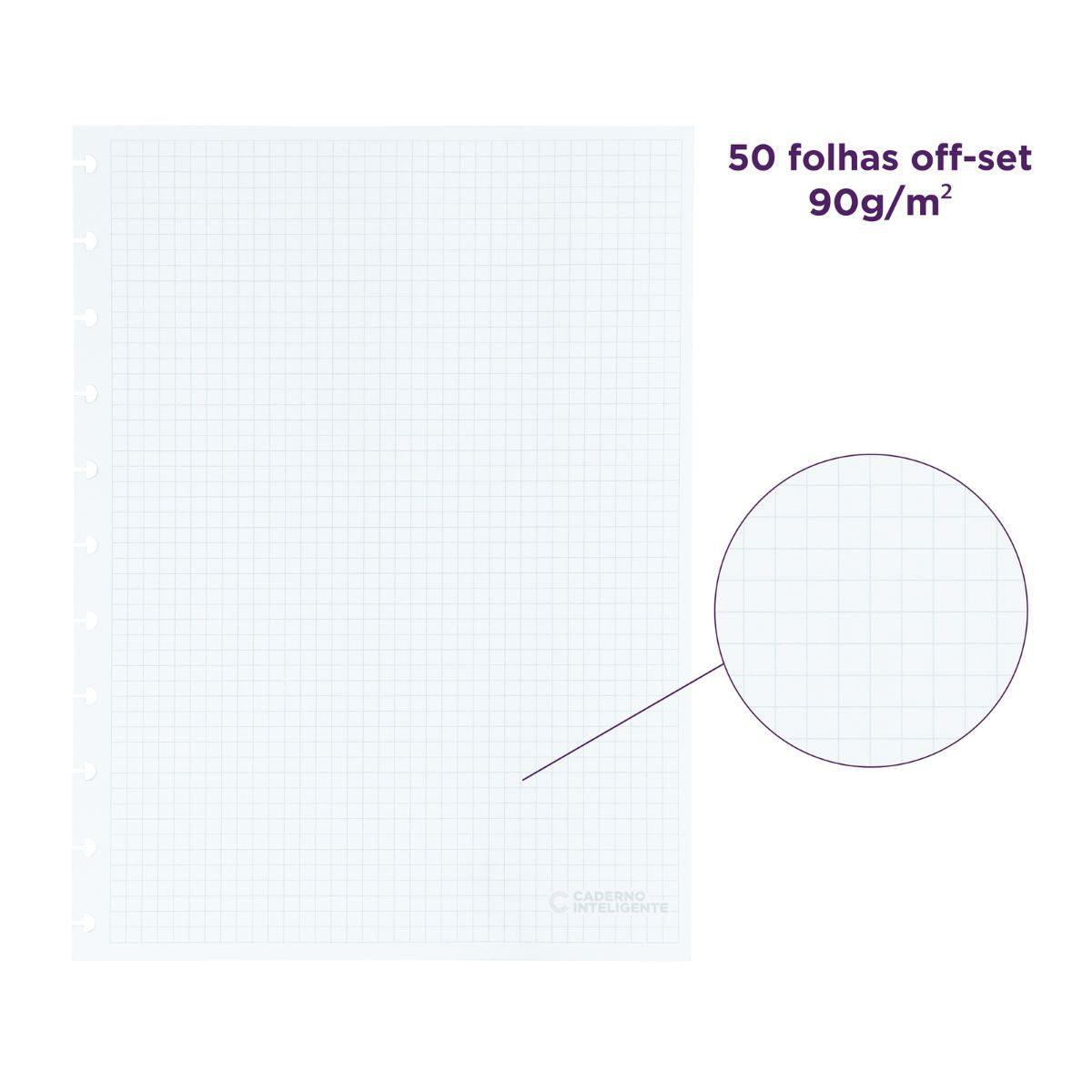 Refil Quadriculado Caderno Inteligente A5 50 Folhas 90g - Palácio da Arte