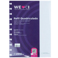Refil Quadriculado Caderno Inteligente Grande 50 Folhas 90g - Palácio da Arte