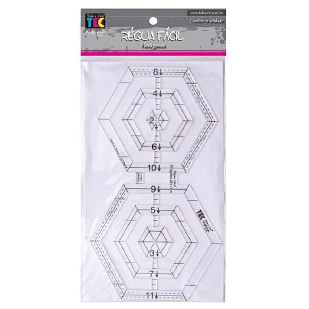 Regua Facil RF002 Hexagonos 10 e 11cm Toke e Crie - Palácio da Arte