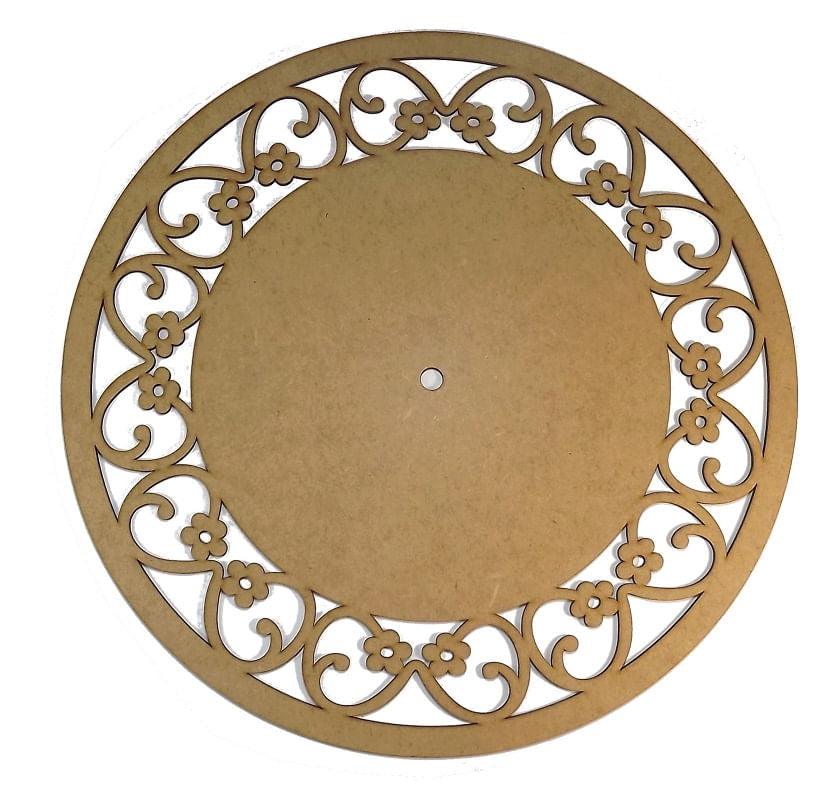 Relógio Margaridas Liso e Borda 33x33cm em MDF