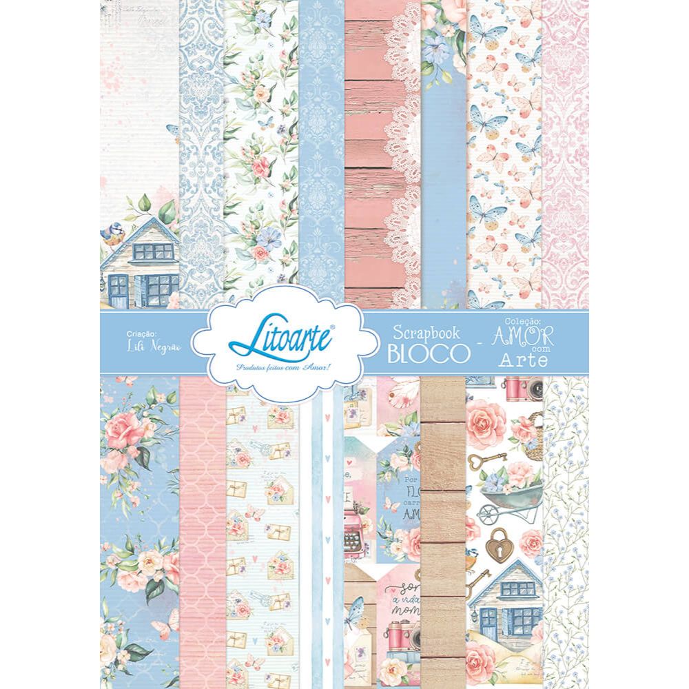 Scrap Bloco de Papel A4 Litoarte SBA41-002 Amor com Arte 21x29,7cm - Palácio da Arte