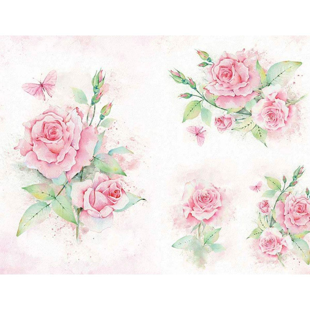 Slim Paper Decoupage Litoarte SPL-001 Rosas Aquarela 47x34cm - Palácio da Arte