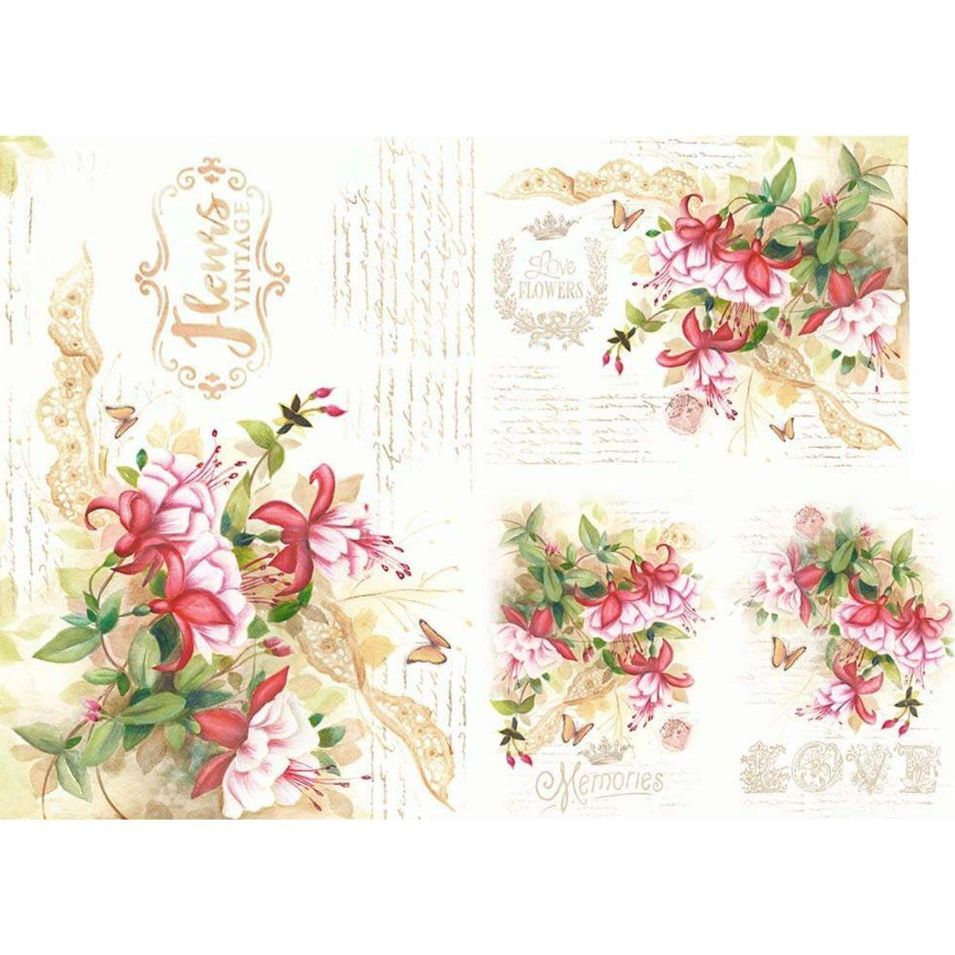 Slim Paper Decoupage Litoarte SPL-003 Flores Brinco de Princesa 47x34cm - Palácio da Arte