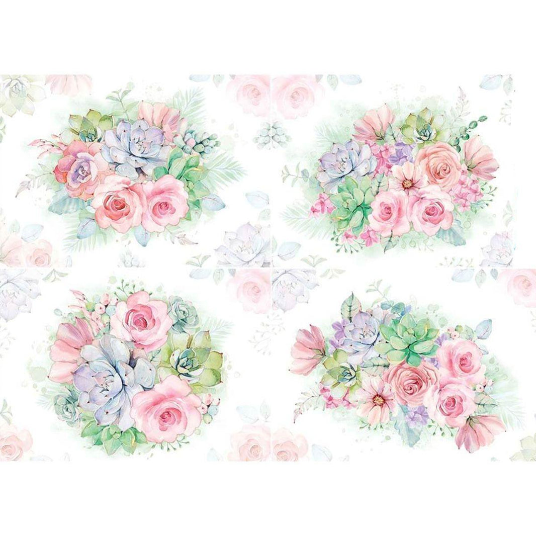 Slim Paper Decoupage Litoarte SPL-005 Flores e Suculentas 47x34cm - Palácio da Arte