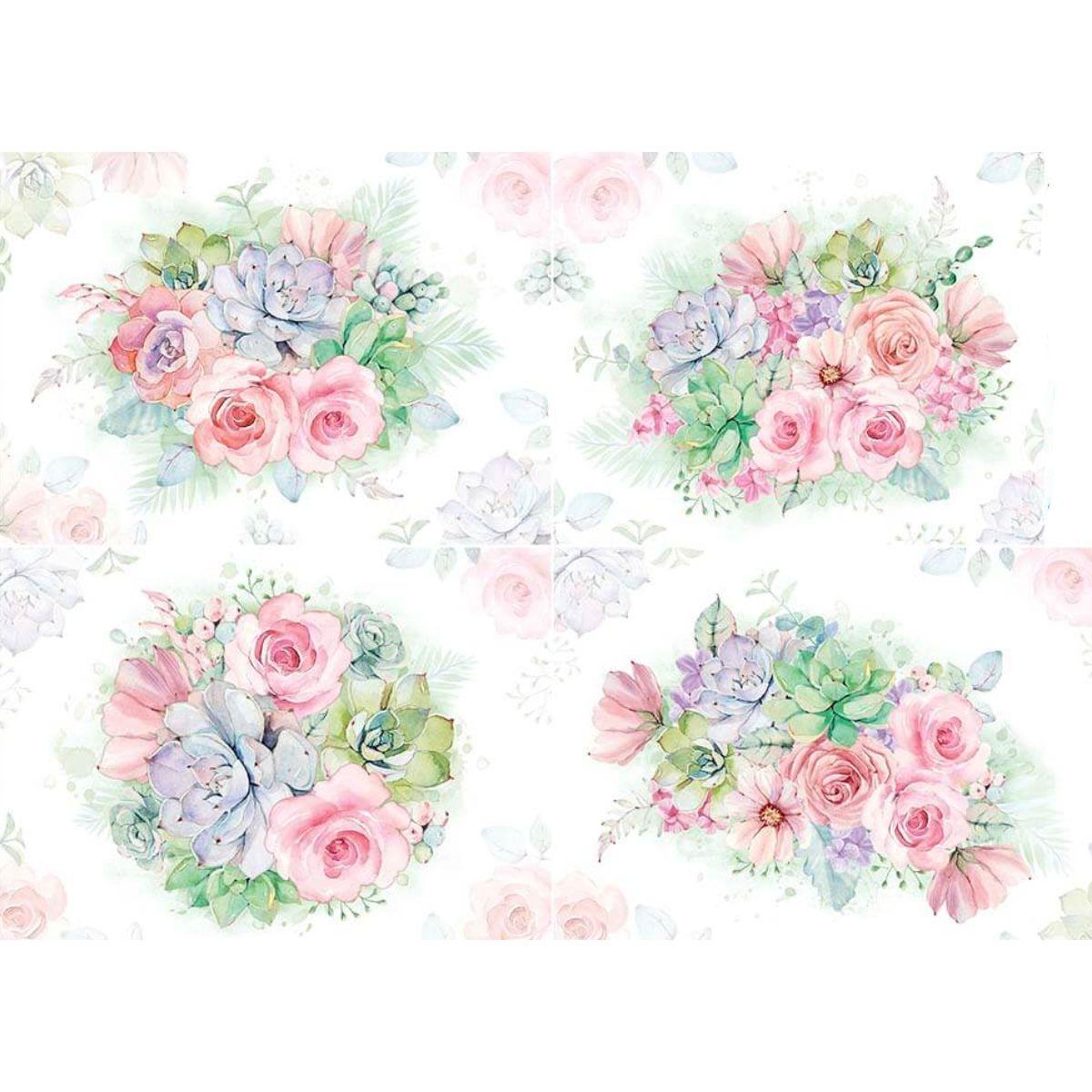 Slim Paper Decoupage Litoarte SPL-005 Flores e Suculentas 47x34cm - Palácio da Arte