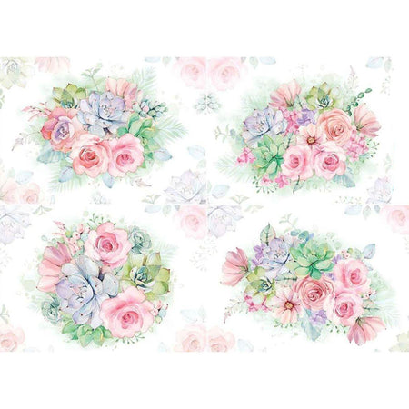Slim Paper Decoupage Litoarte SPL-005 Flores e Suculentas 47x34cm - Palácio da Arte