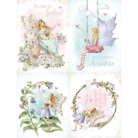 Slim Paper Decoupage Litoarte SPL-008 Fadas e Flores 47x34cm - Palácio da Arte