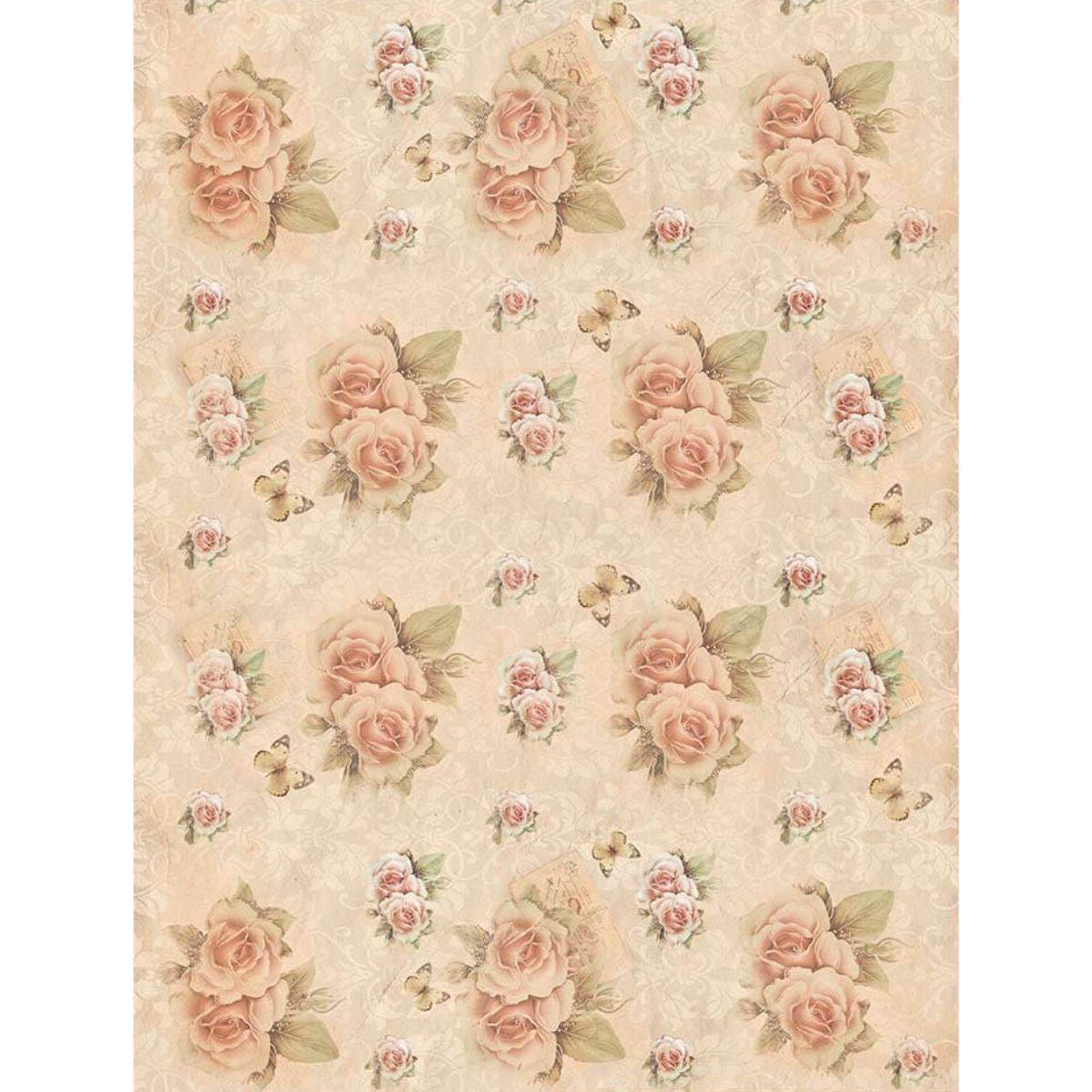 Slim Paper Decoupage Litoarte SPL-016 Rosas e Cartas Vintage 47x34cm - Palácio da Arte
