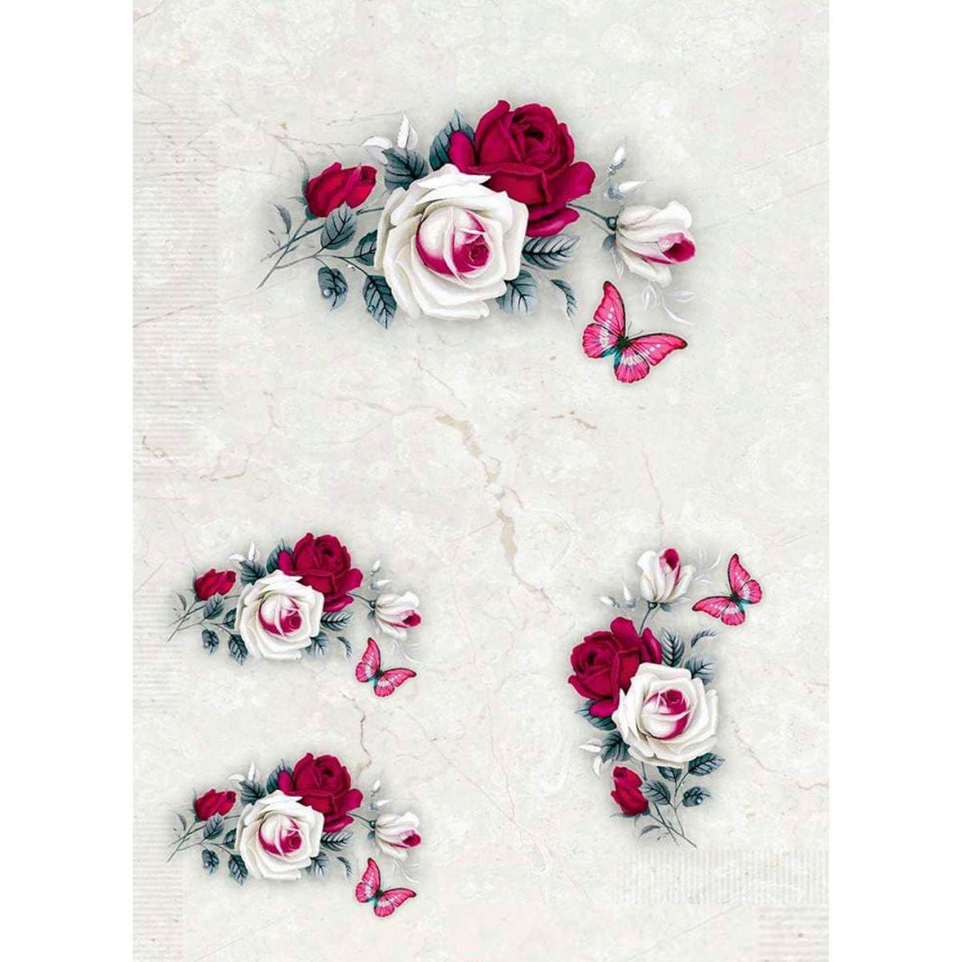 Slim Paper Decoupage Litoarte SPL-042 Rosa Vermelha e Branca 47x34cm - Palácio da Arte