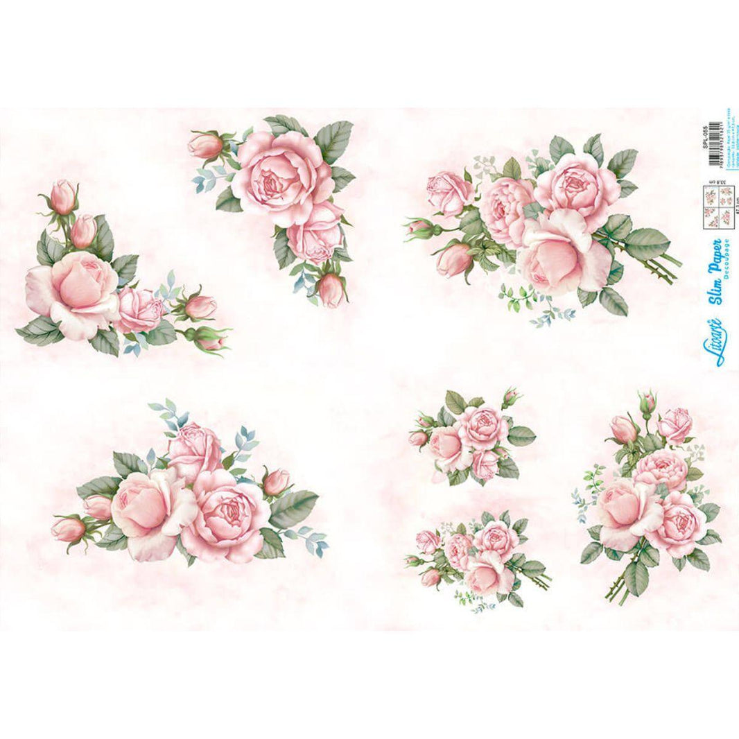 Slim Paper Decoupage Litoarte SPL-055 Rosas 47x34cm - Palácio da Arte