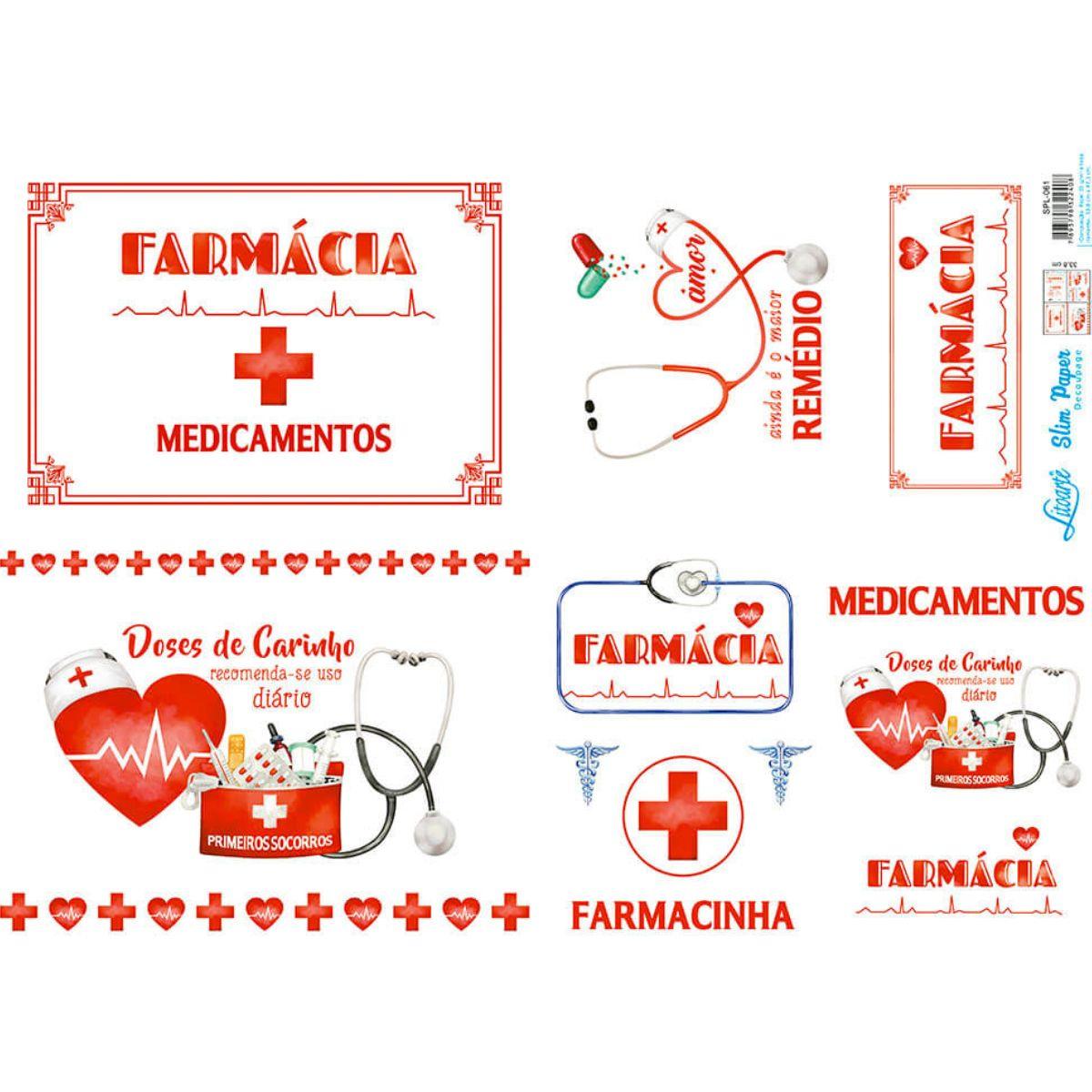 Slim Paper Decoupage Litoarte SPL-061 Farmácia Medicamentos 47x34cm - Palácio da Arte