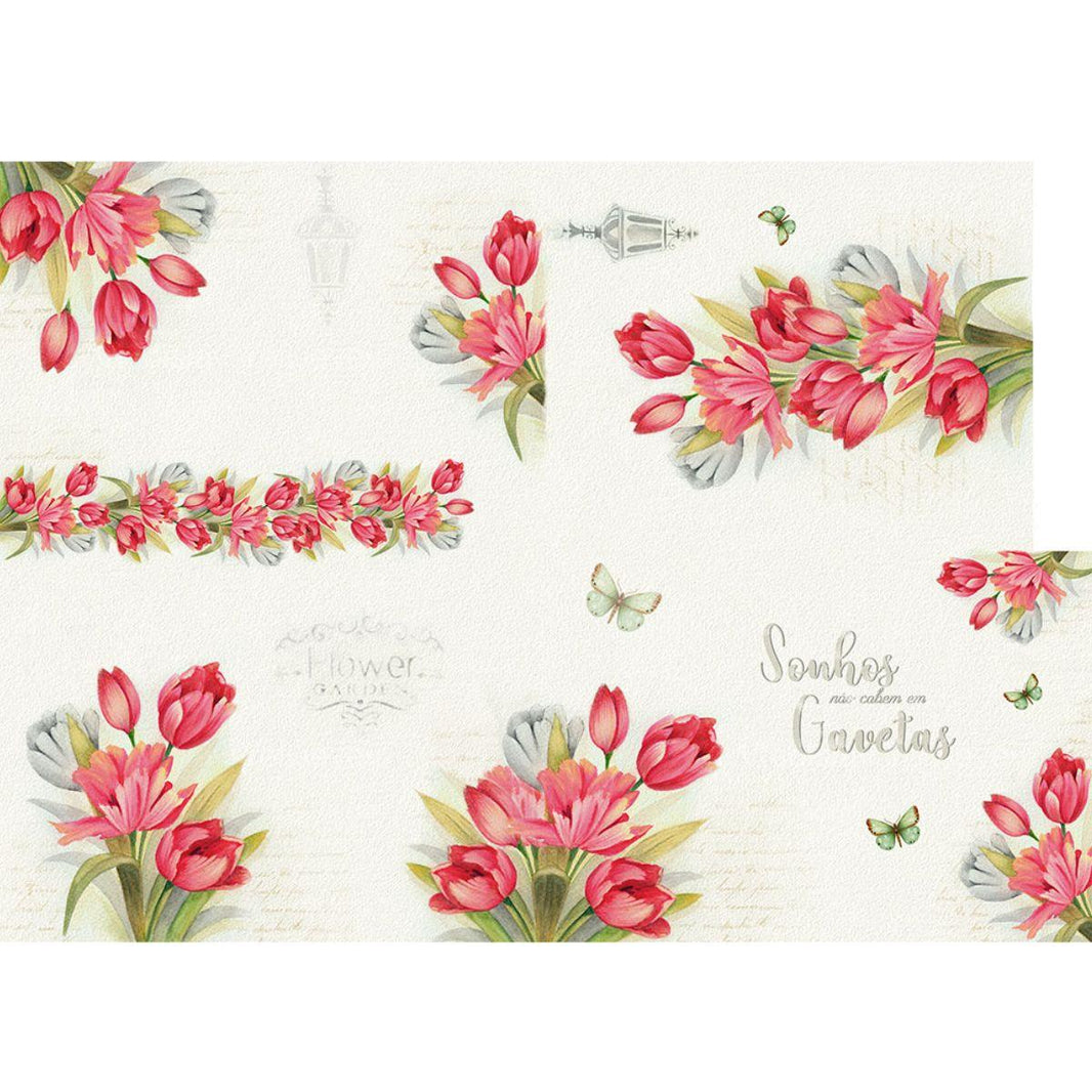 Slim Paper Decoupage Litoarte SPL-063 Tulipas 47x34cm - Palácio da Arte